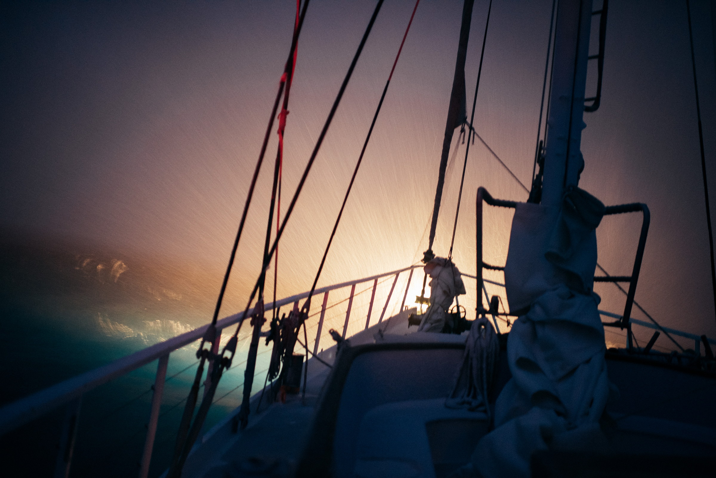 Midnight on deck, navigating icebergs.