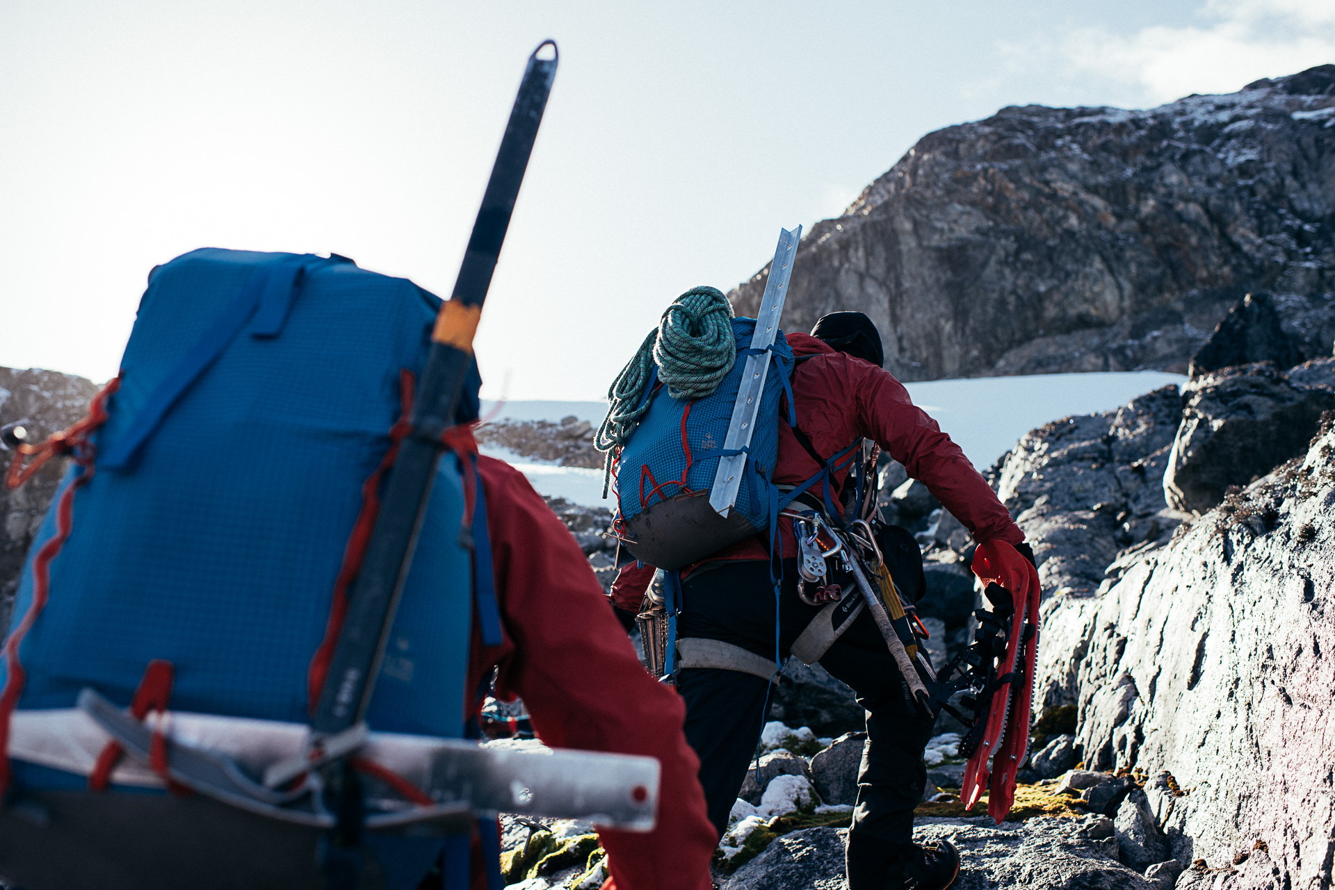Carrying the gear up.