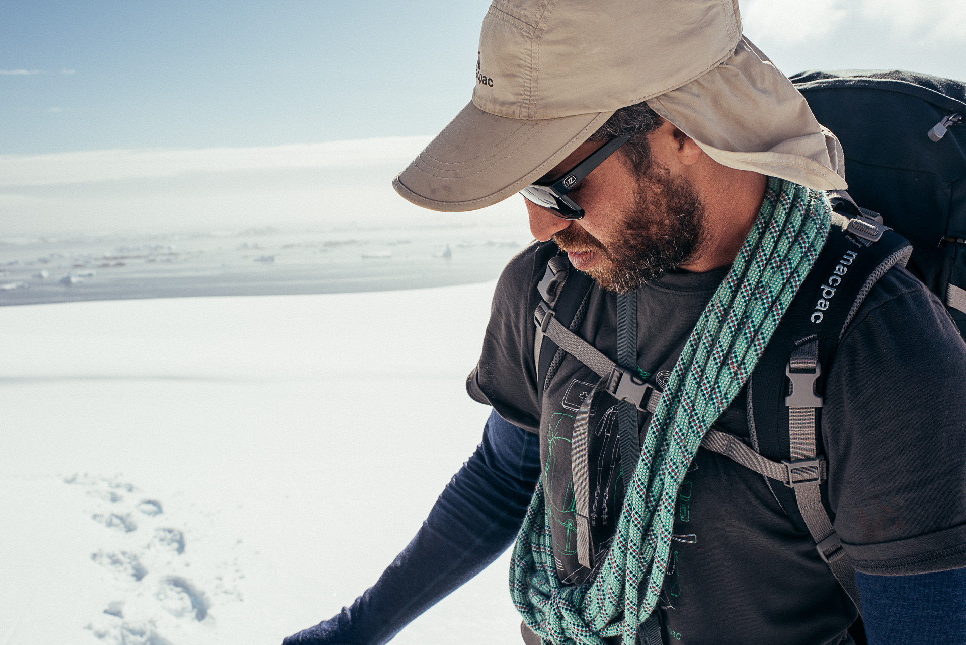 On the glacier.
