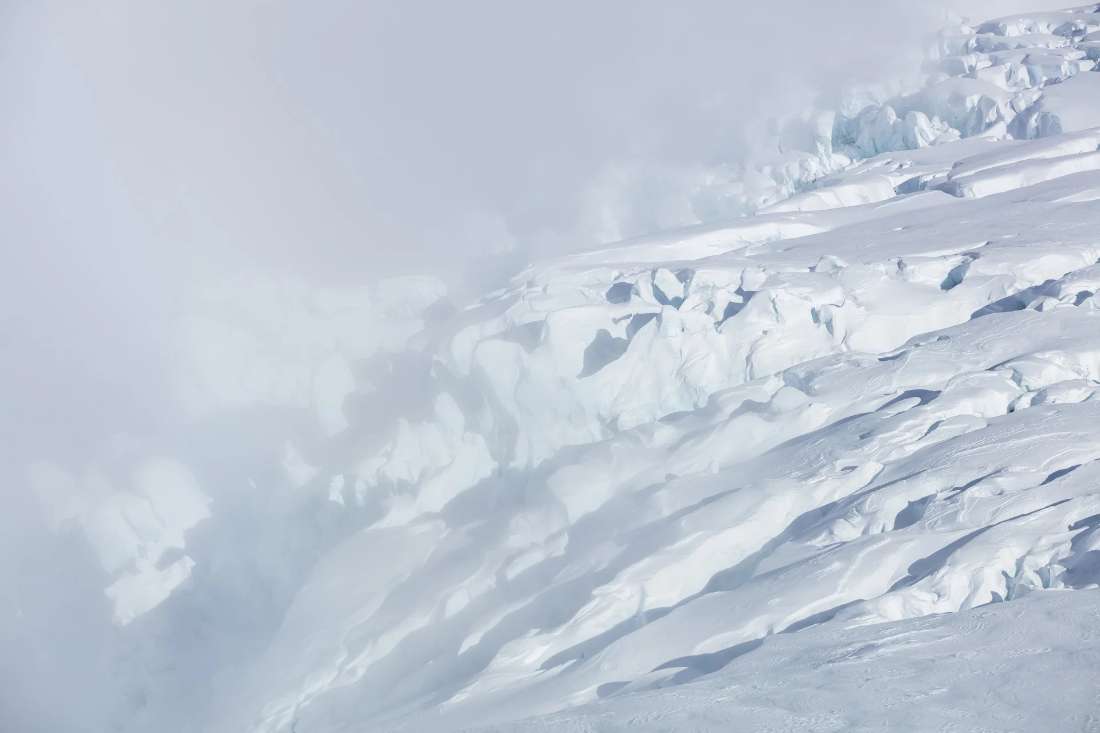 Glacier in cloud.
