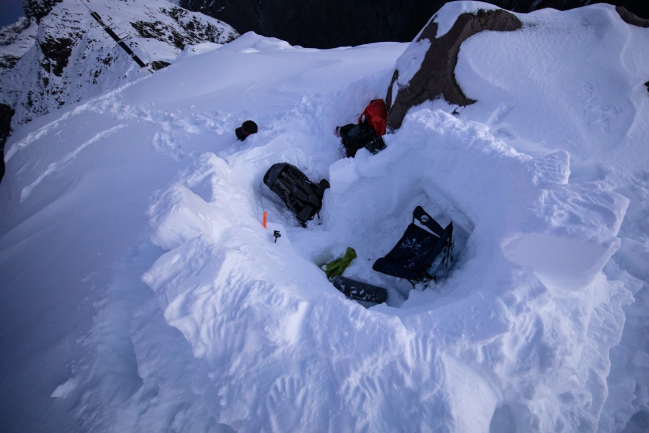 The cave, dug out for the night.