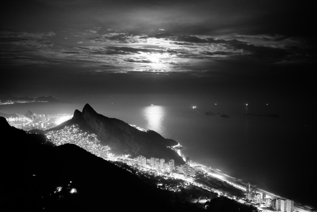 Rio at night, from above Leblon.