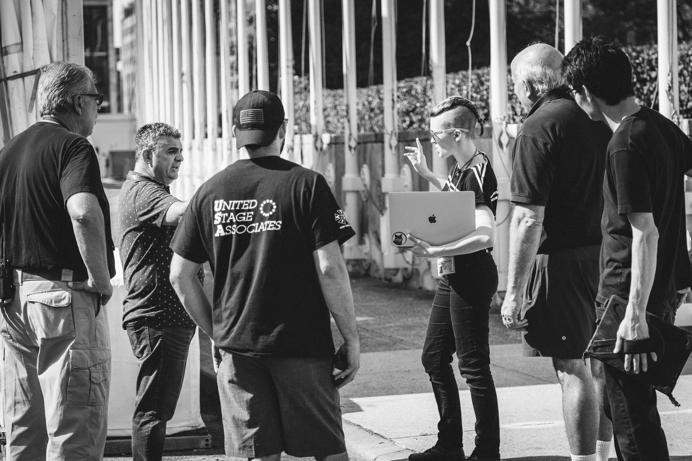 On site with the United Stage Associates crew. Photograph: Bob Zuur.