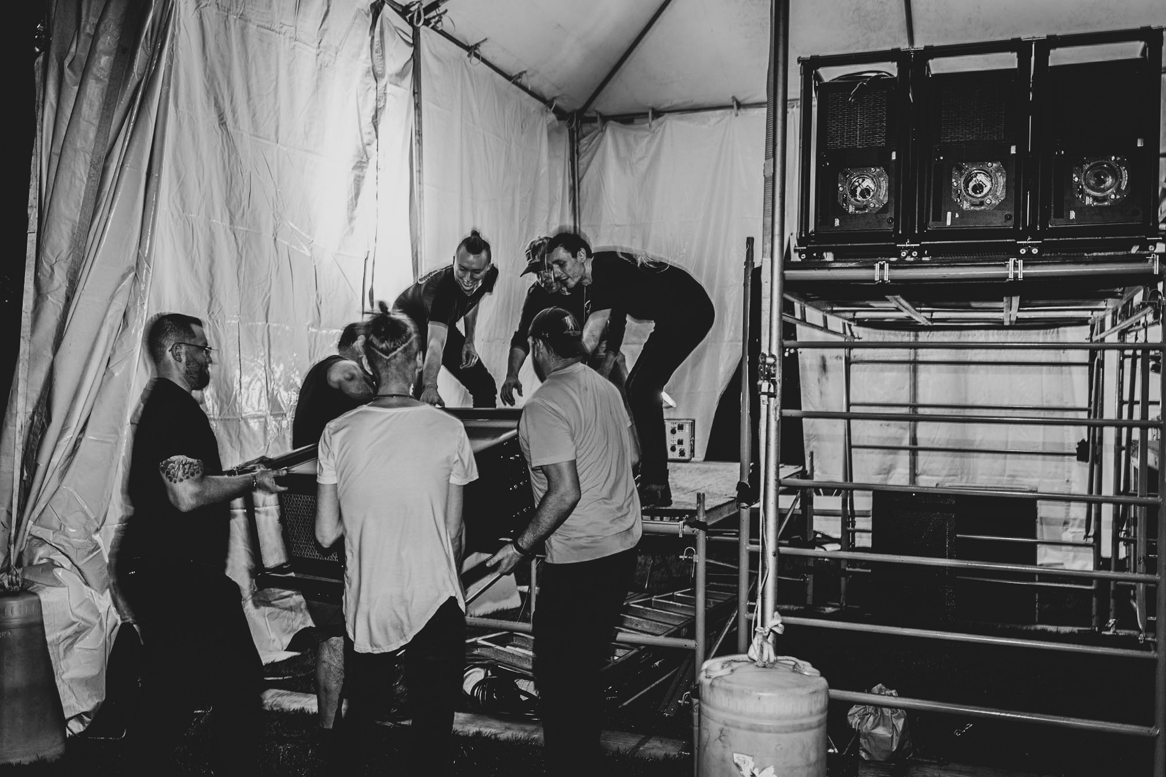 Projectors going into the tent. Photograph: Bob Zuur.