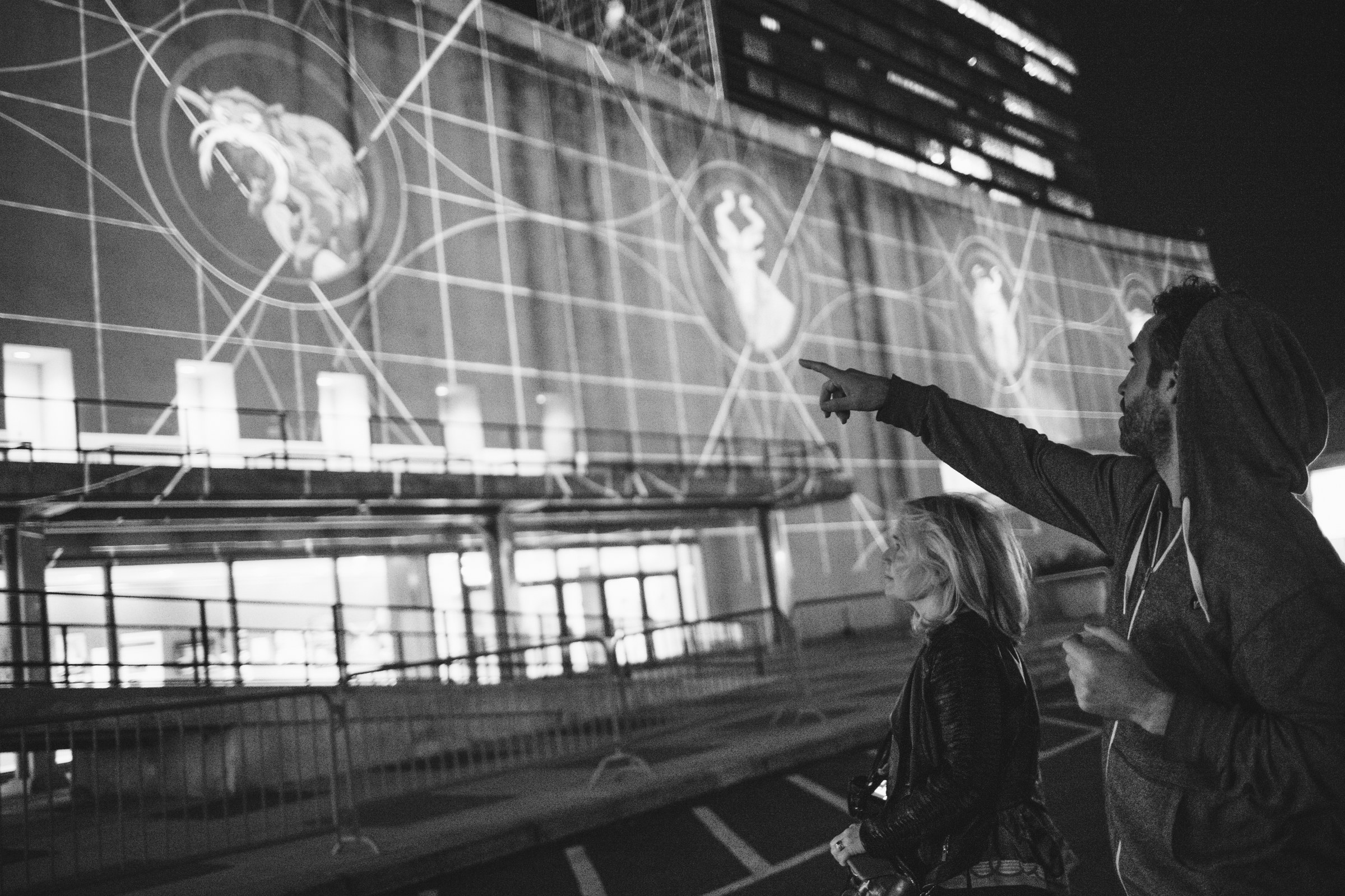 Checking the projector line-up. Photograph: Bob Zuur.