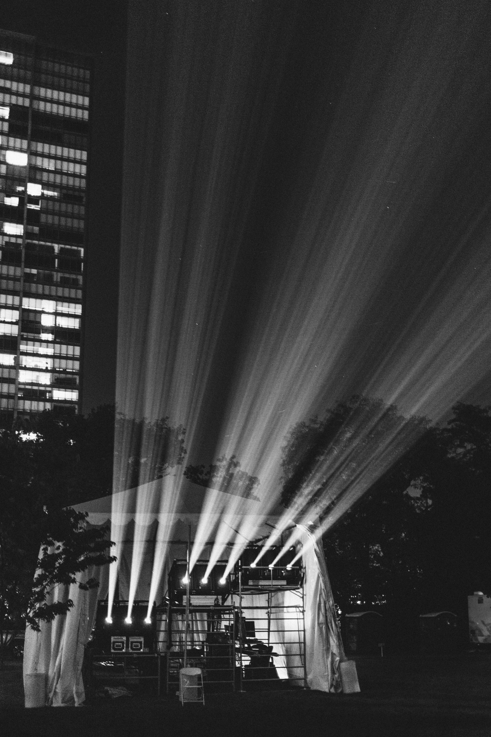 Projector beams across the lawn. Photograph: Bob Zuur.